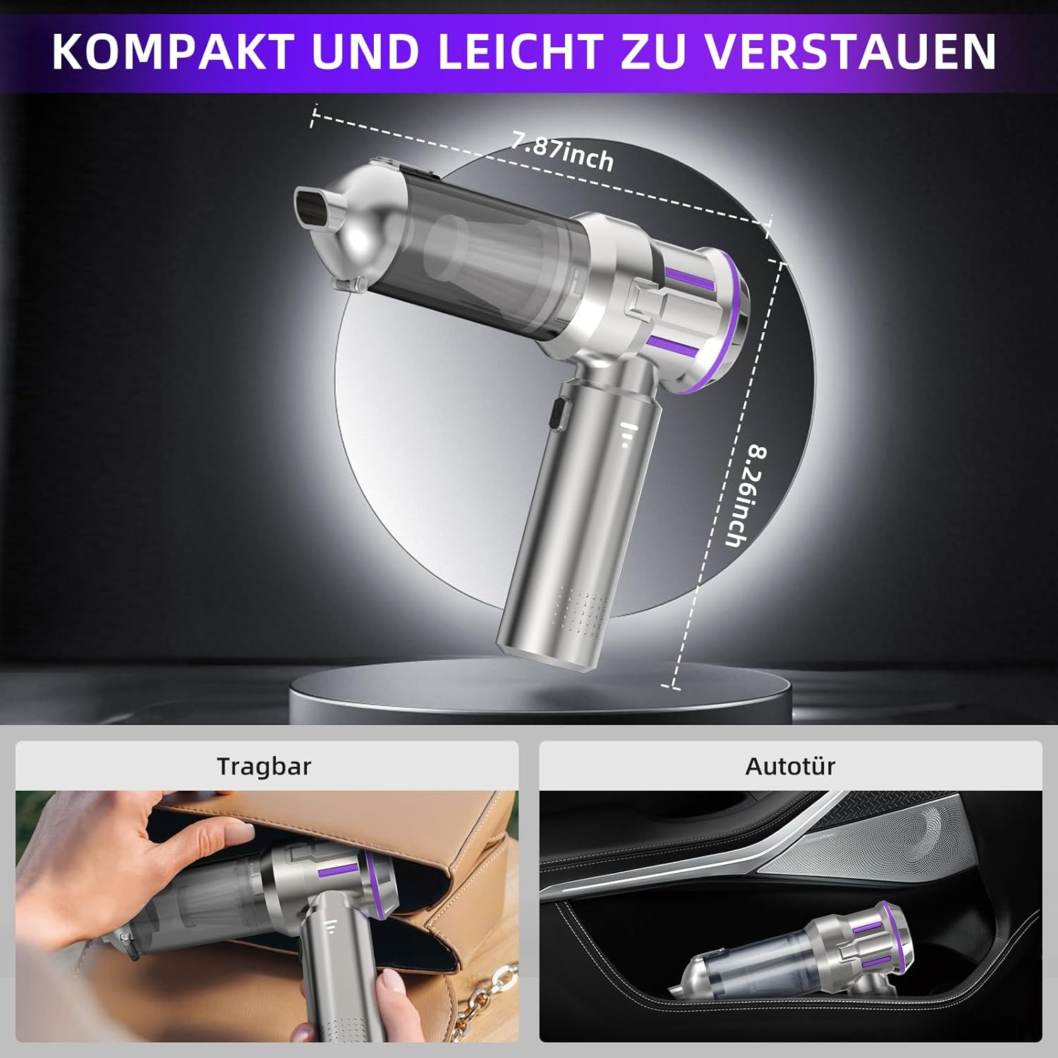 Thumbnail 6 de Akku-Handstaubsauger 25000 Pa mit 1-Knopf-Selbstentleerung, 4-in-1 Kabellos für Auto, Haushalt & Tierhaare