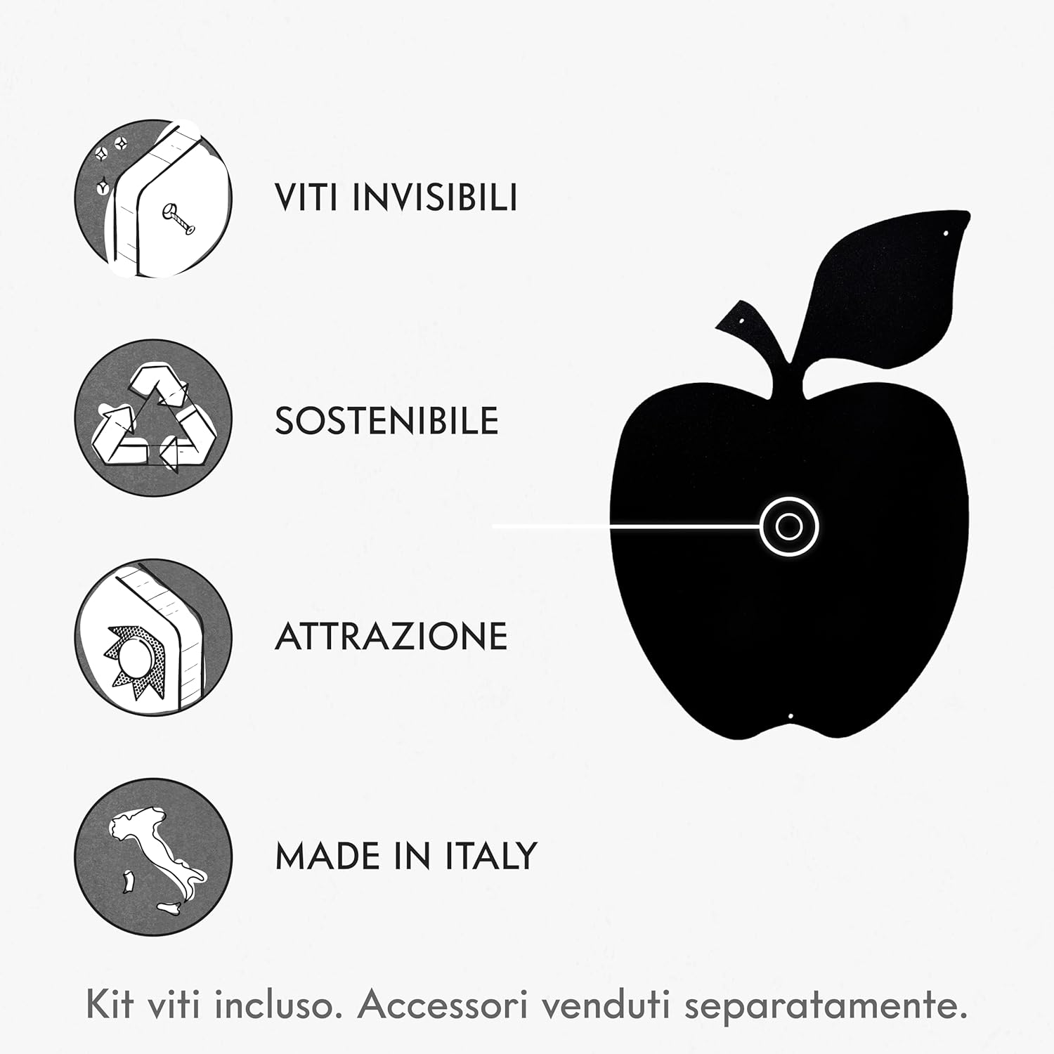 Detalle de KalaMitica Lavagna Magnetica da Parete 56x38 cm – Nero Antracite, Mela: scrivibile con gessetti e cancellabile