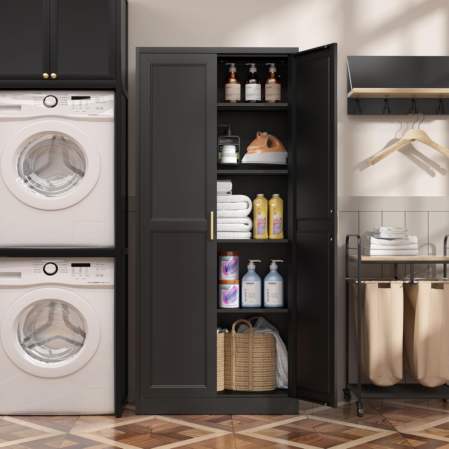 Detalle 2 de SteeLoong SL-MYXMSC 71-Inch Metal Pantry Cabinet with 4 Adjustable Shelves