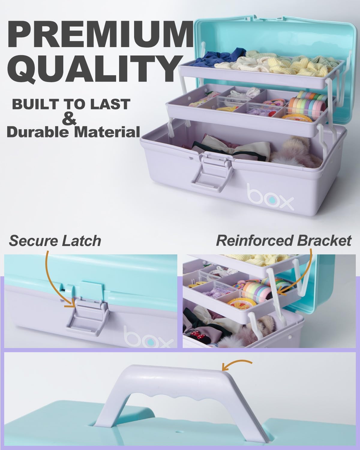 Thumbnail 2 de TERGOO TGB-001 12-Inch Three-Layer Organizer, Adjustable Compartments, Purple Blue