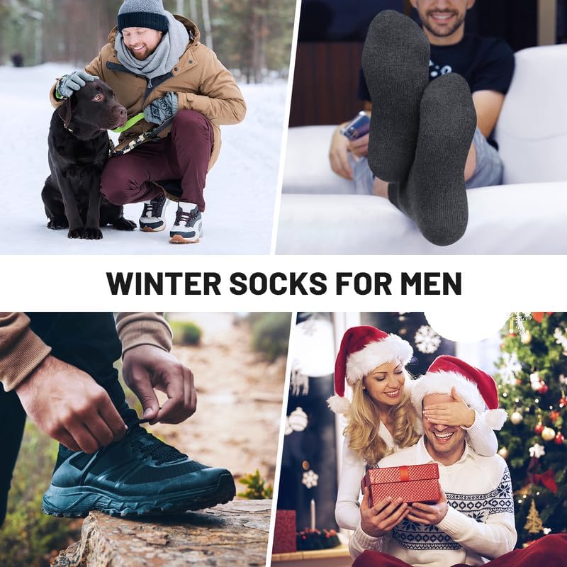 Detalle 2 de SIMIYA sc10 Merino Wool Crew Socks, Extra-Thick, 5 Pairs