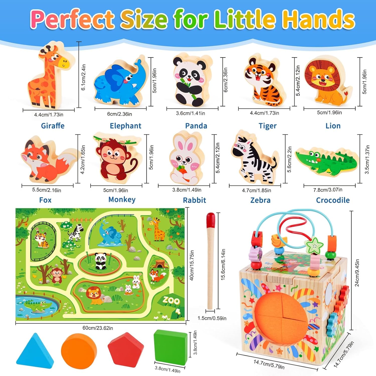 Thumbnail 5 de Wooden Activity Cube | Montessori Toys for 1-2 Year Old Toddlers (Pink)