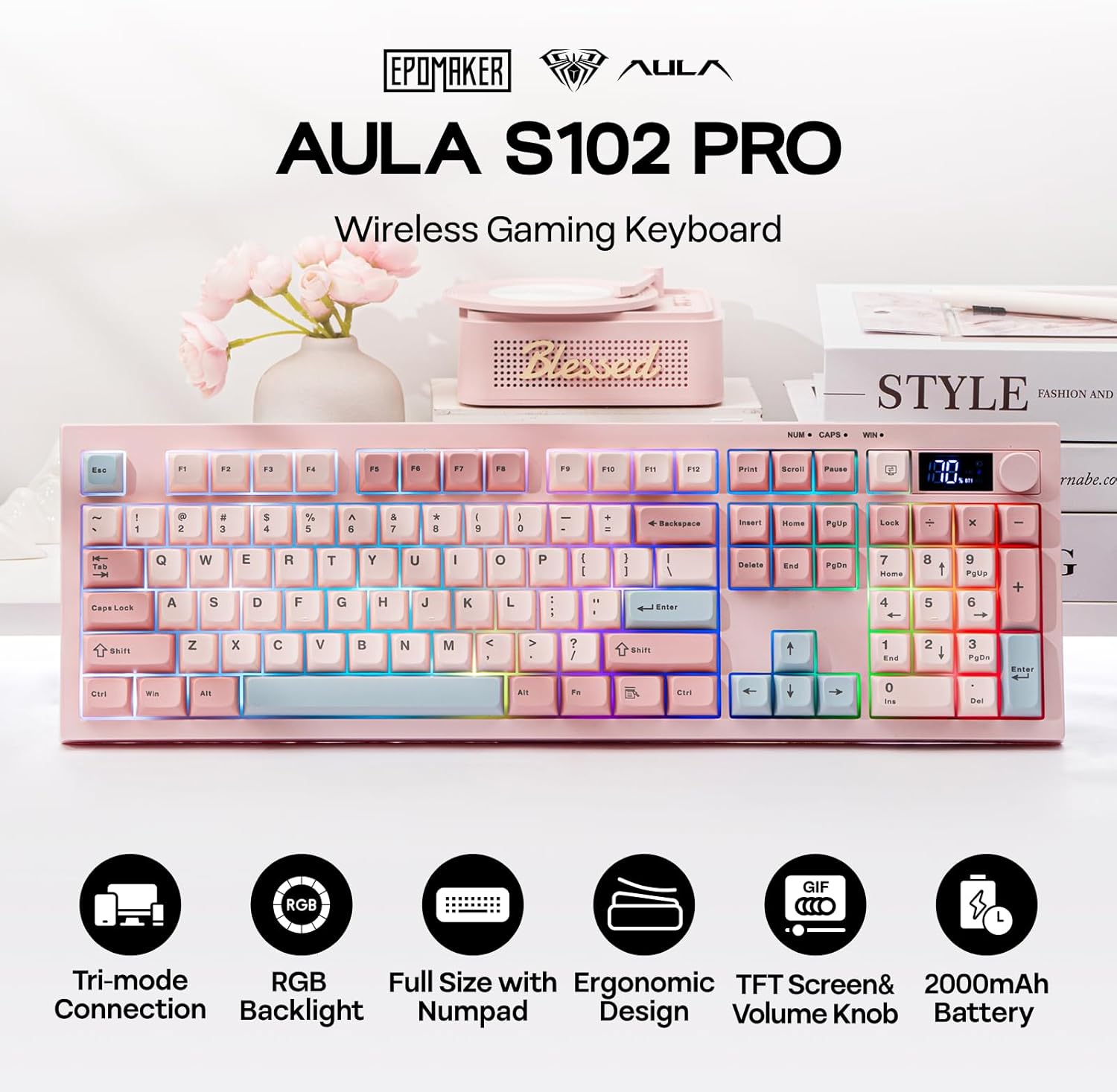 Thumbnail 1 de EPOMAKER Aula S102 PRO Membrane Gaming Keyboard