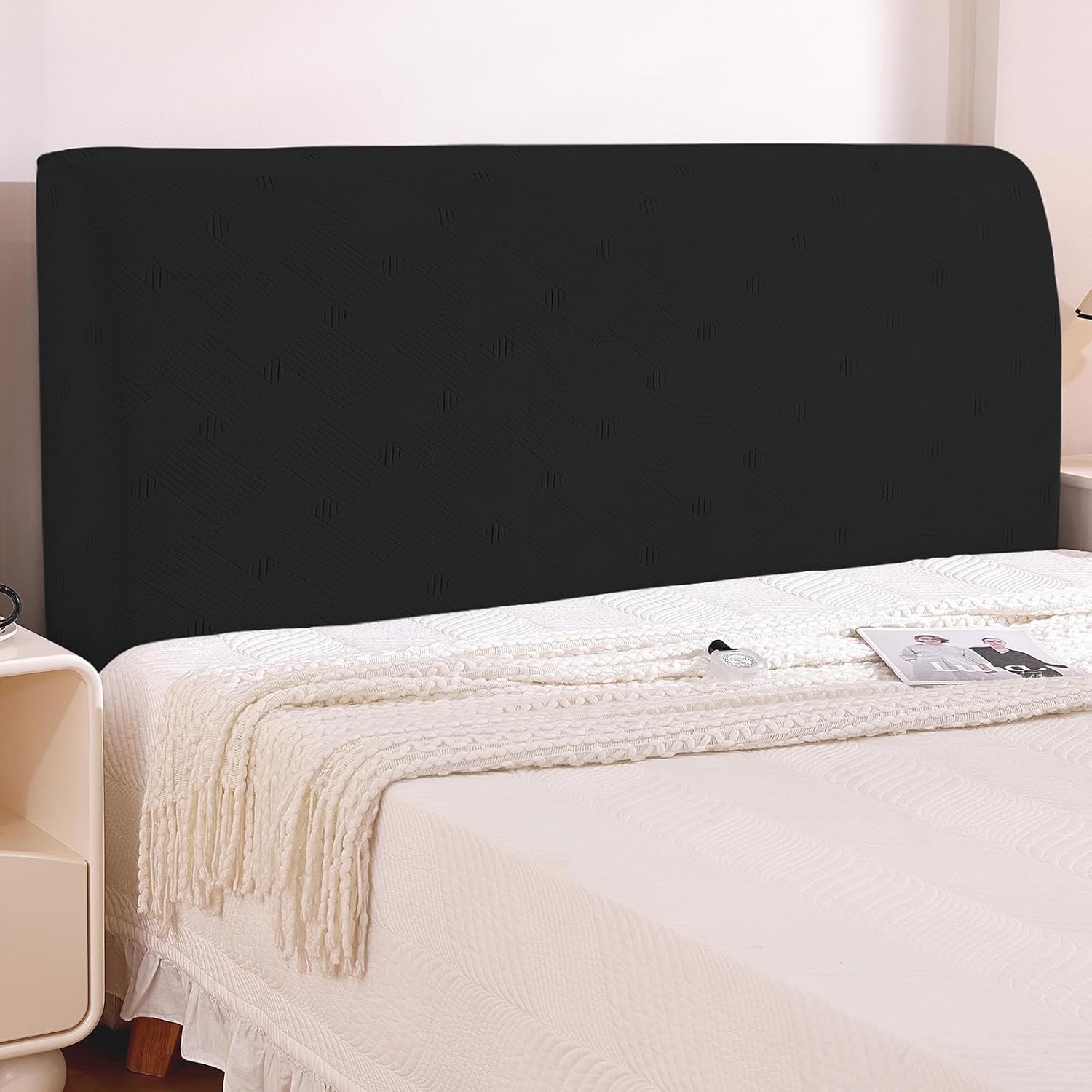Ystyle Copri testiera letto matrimoniale/singolo elasticizzata universale 180 cm, nero
