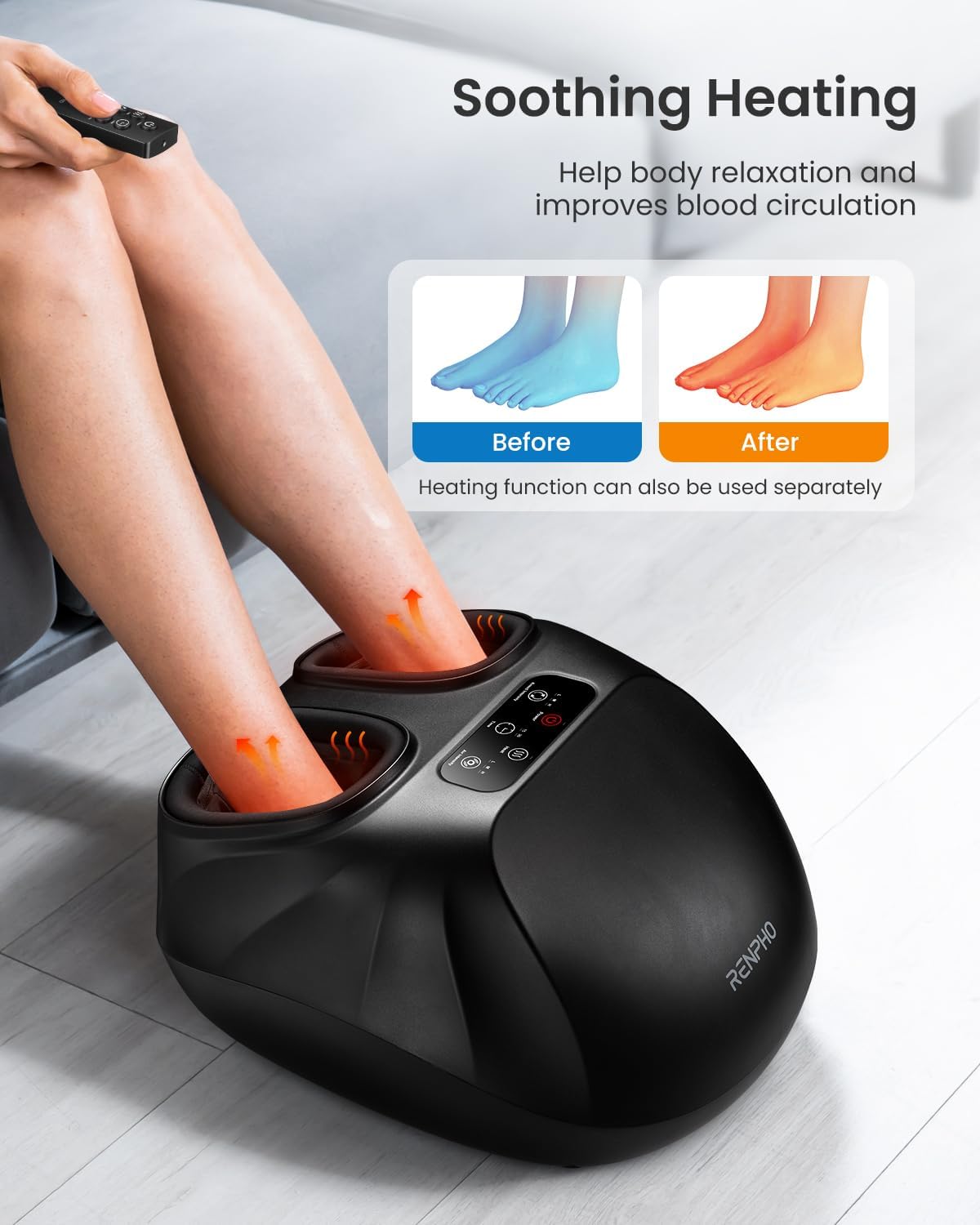 Detalle de RENPHO Foot Massager with Heat: A practical Shiatsu kneading option for tired feet
