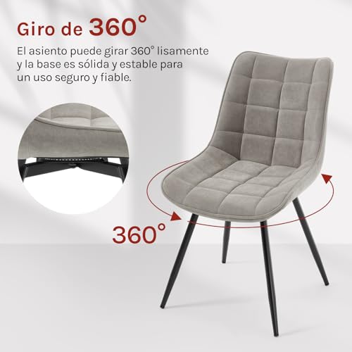 Detalle 2 de WOLTU Juego de 4 Sillas Giratorias Tapizadas 🪑 Modernas