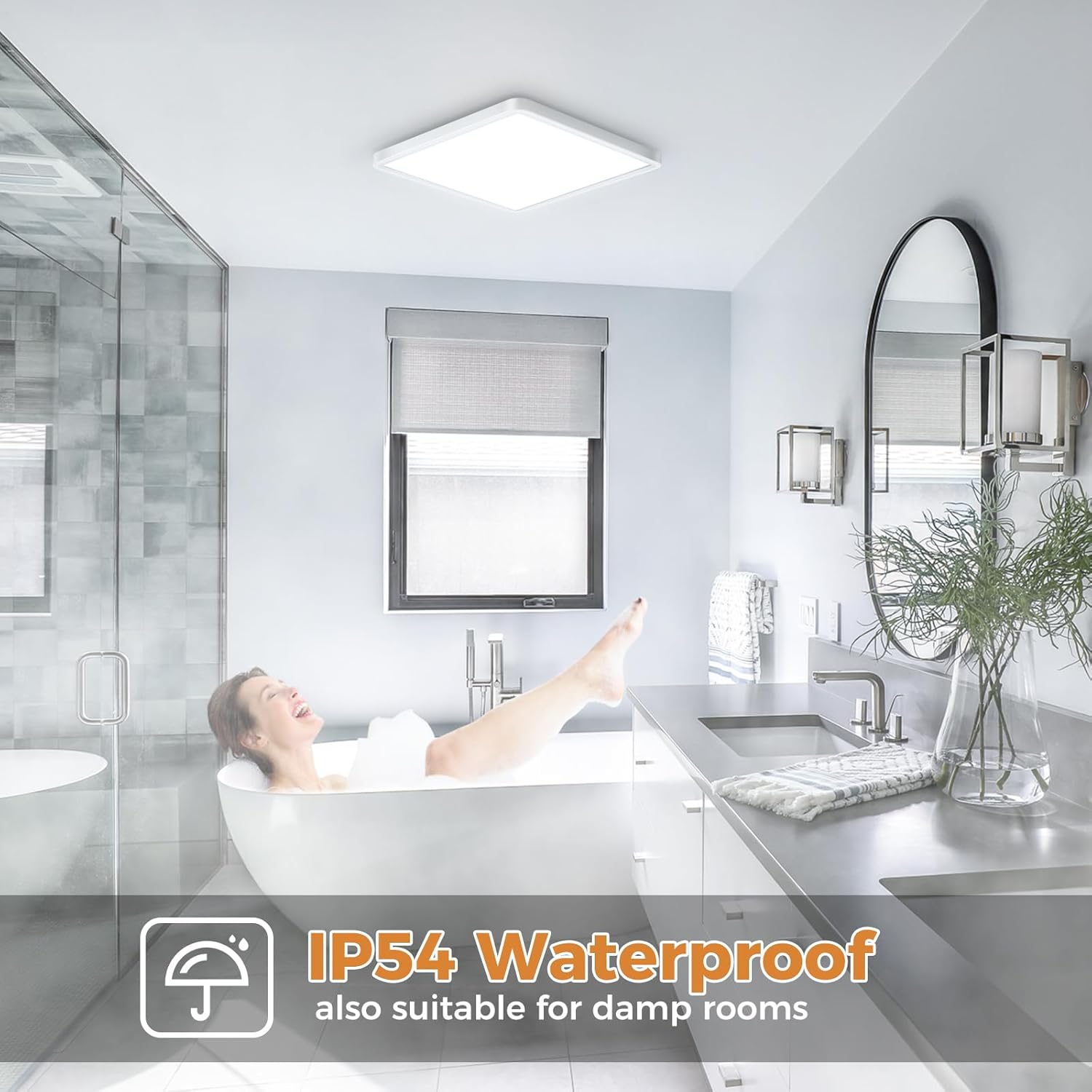 Detalle de Slochi 2Pack LED Ceiling Light – 3 Colour Temperatures, IP54 Waterproof, 18W, 2100LM, Ø22cm
