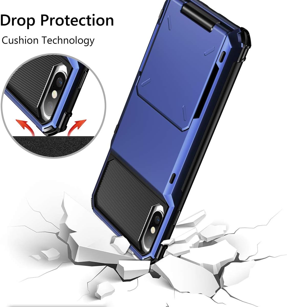 Detalle 2 de Vofolen Fcard-Xs Max-Navy Wallet Case for iPhone XS Max, 4-Card Holder