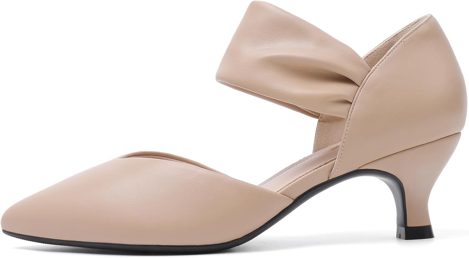 Detalle 2 de RIBONGZ Kitten Heels for Women: Closed Toe, Comfortable 2.4-Inch Pumps