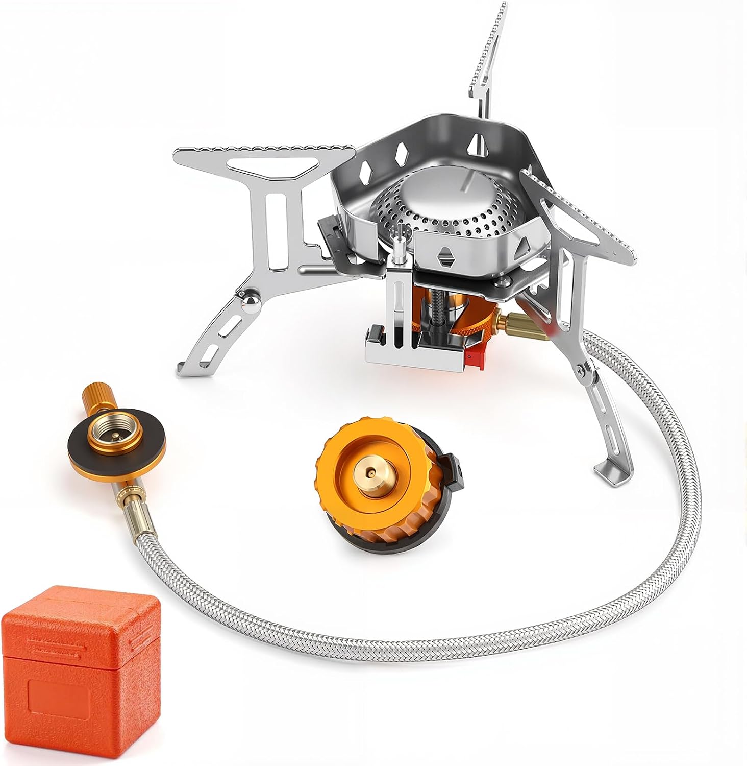Detalle de Awroutdoor Gas Campingkocher 3500W – kompakter Gaskocher mit Piezozündung und winddichtem Design