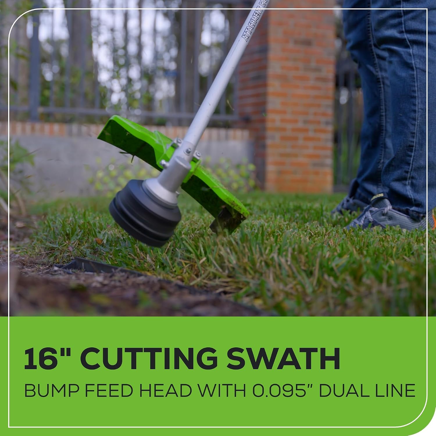 Detalle de Greenworks ST60L413 60V Cordless String Trimmer, 16-Inch, Brushless, 4.0Ah Battery