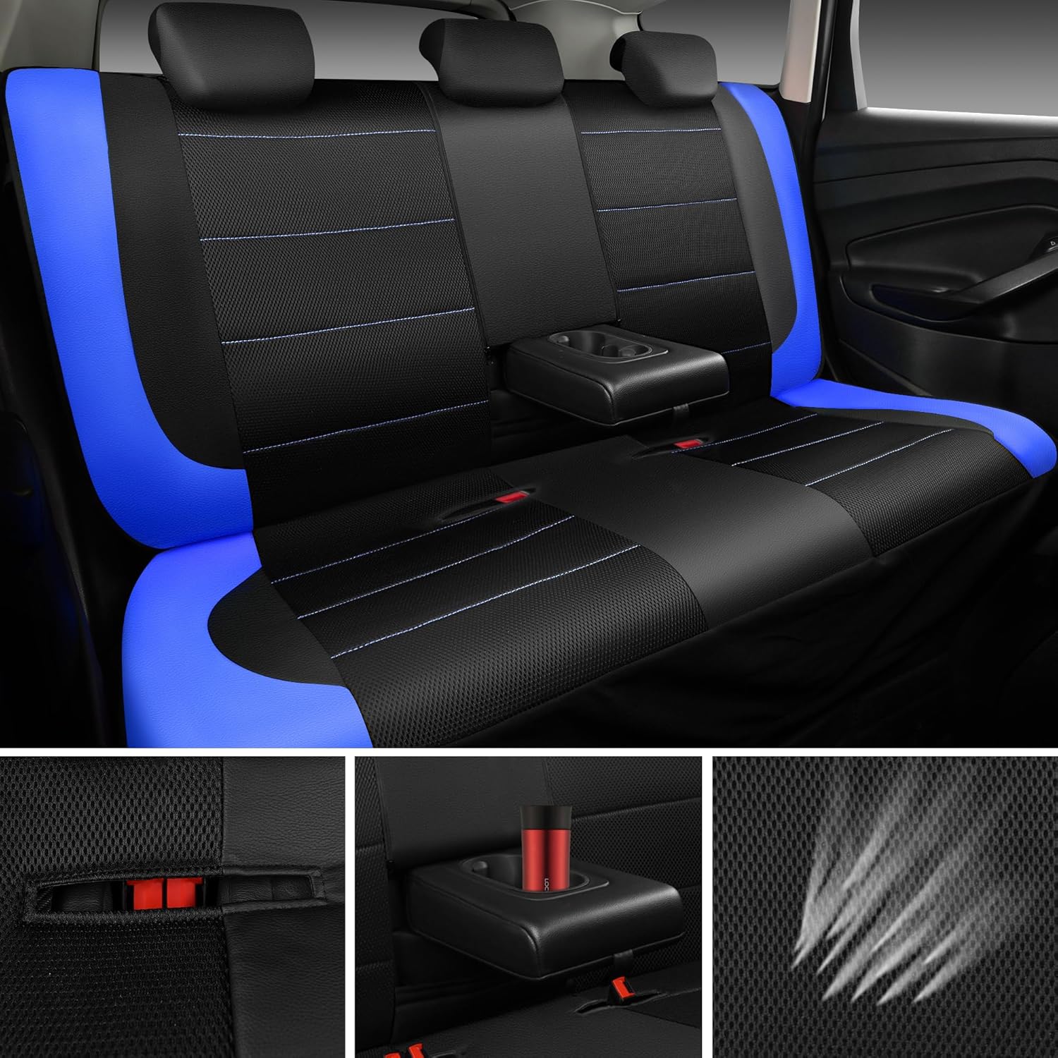 Thumbnail 2 de CAR PASS Air Mesh Leather Seat Covers 14.5-15in