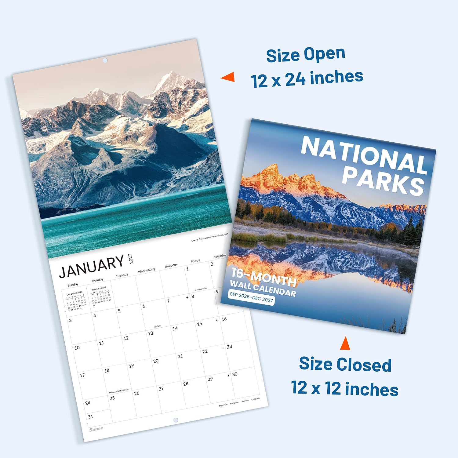 Detalle de SUNEE 2026-2027 Wall Calendar, 16-Month World National Parks Edition