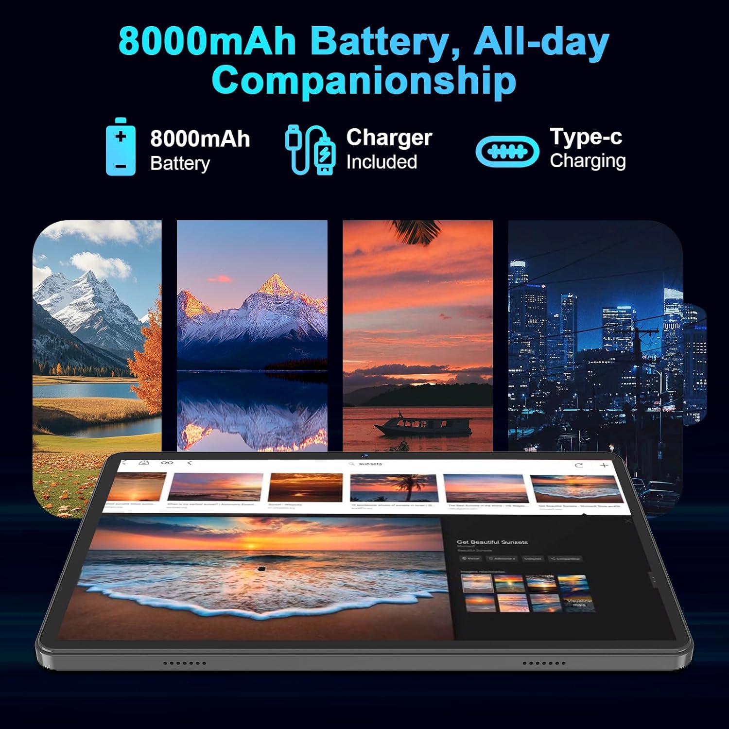 Detalle de Suicoey 2026 Tablet with Keyboard: 10-inch Android 15 Power, Gemini AI, 26GB+256GB, Expandable to 2TB