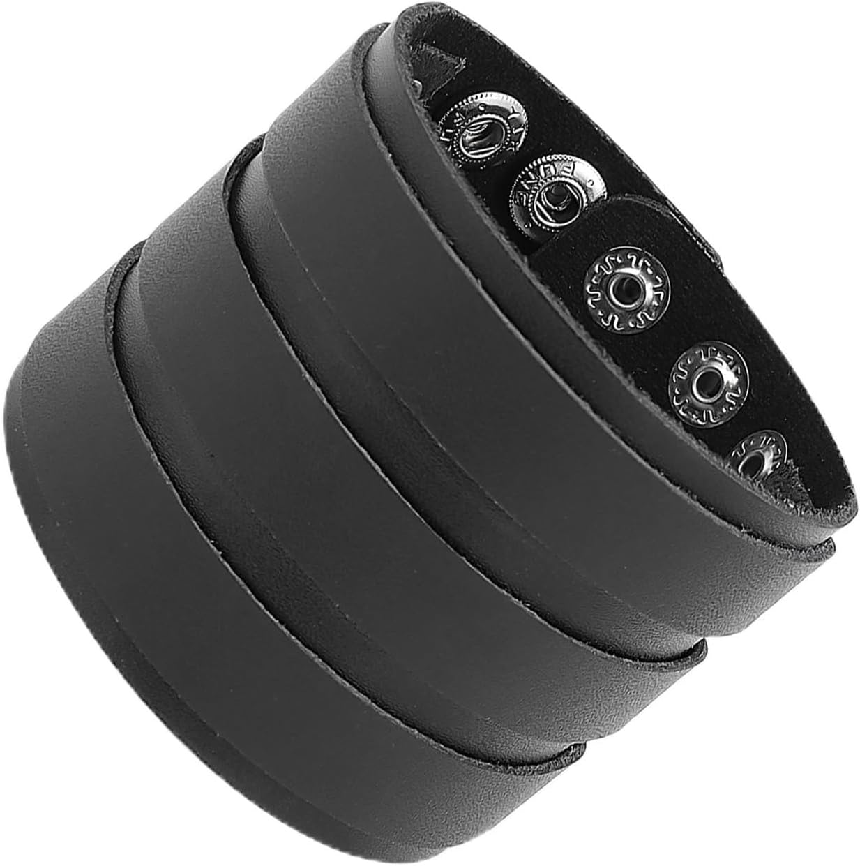 Detalle de MILAKOO Punk Lederarmband mit Nieten – breites PU-Lederarmband im Gothic/Rock-Stil, verstellbar