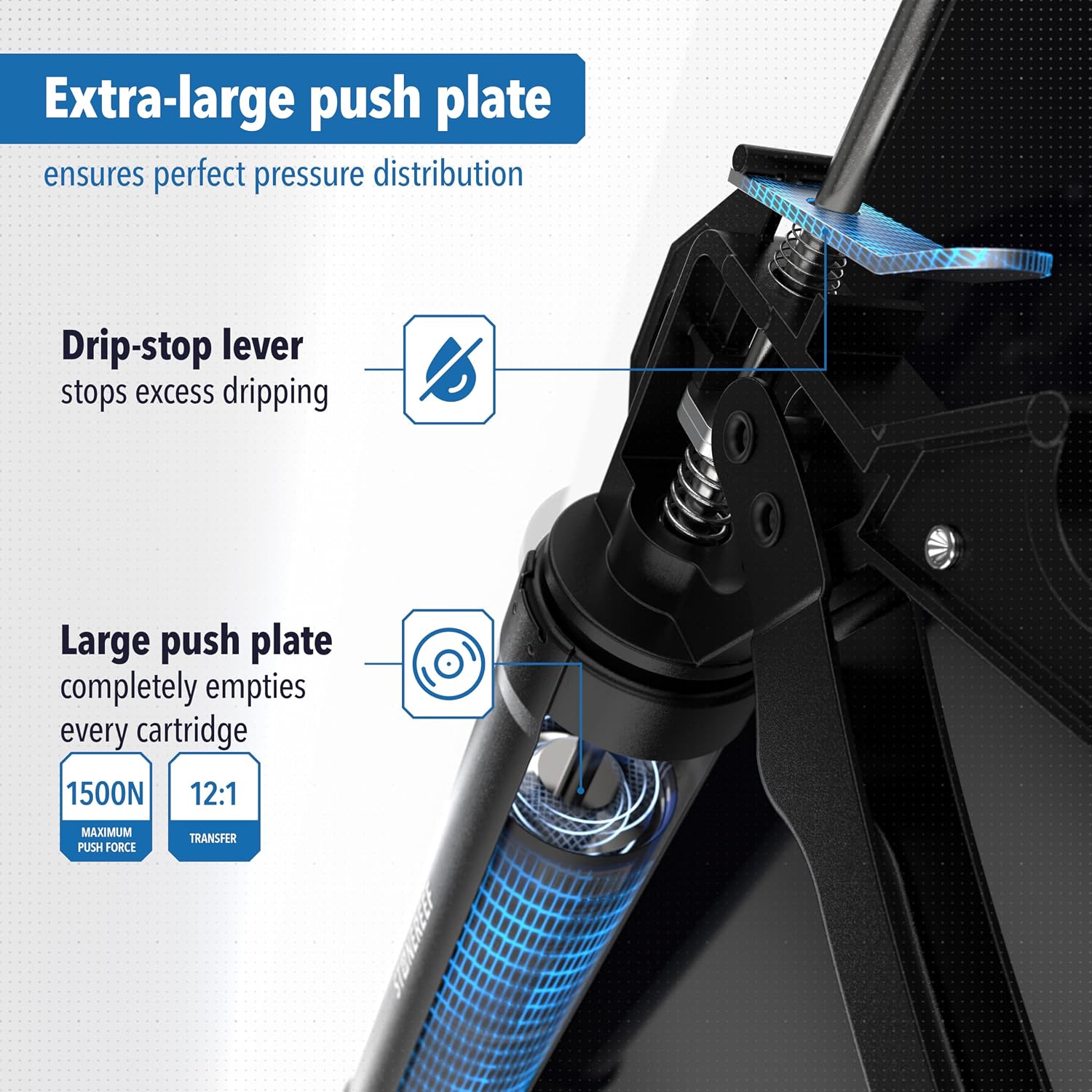 Thumbnail 4 de 9-Inch Caulking Gun for 310ml Cartridges – Heavy Duty Steel Frame, Drip-Free Manual Sealant Gun