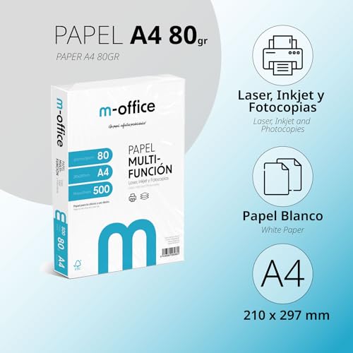 Detalle de Paquete Folios A4 80g de OFITURIA (500 hojas) – Multifunción para Impresión, Escritura y Dibujo