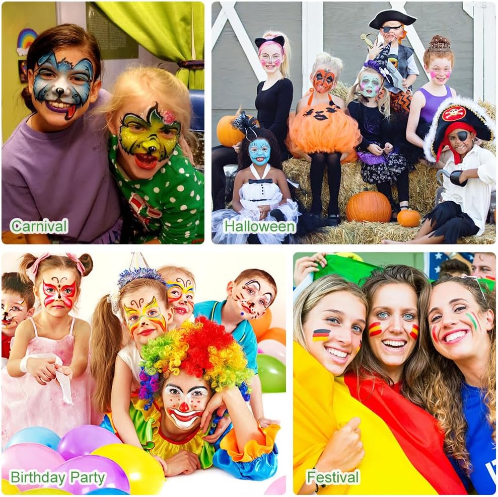 Thumbnail 6 de URAQT Lot de 12 marqueurs de peinture pour le visage – Crayons de couleur non toxiques pour visage et corps