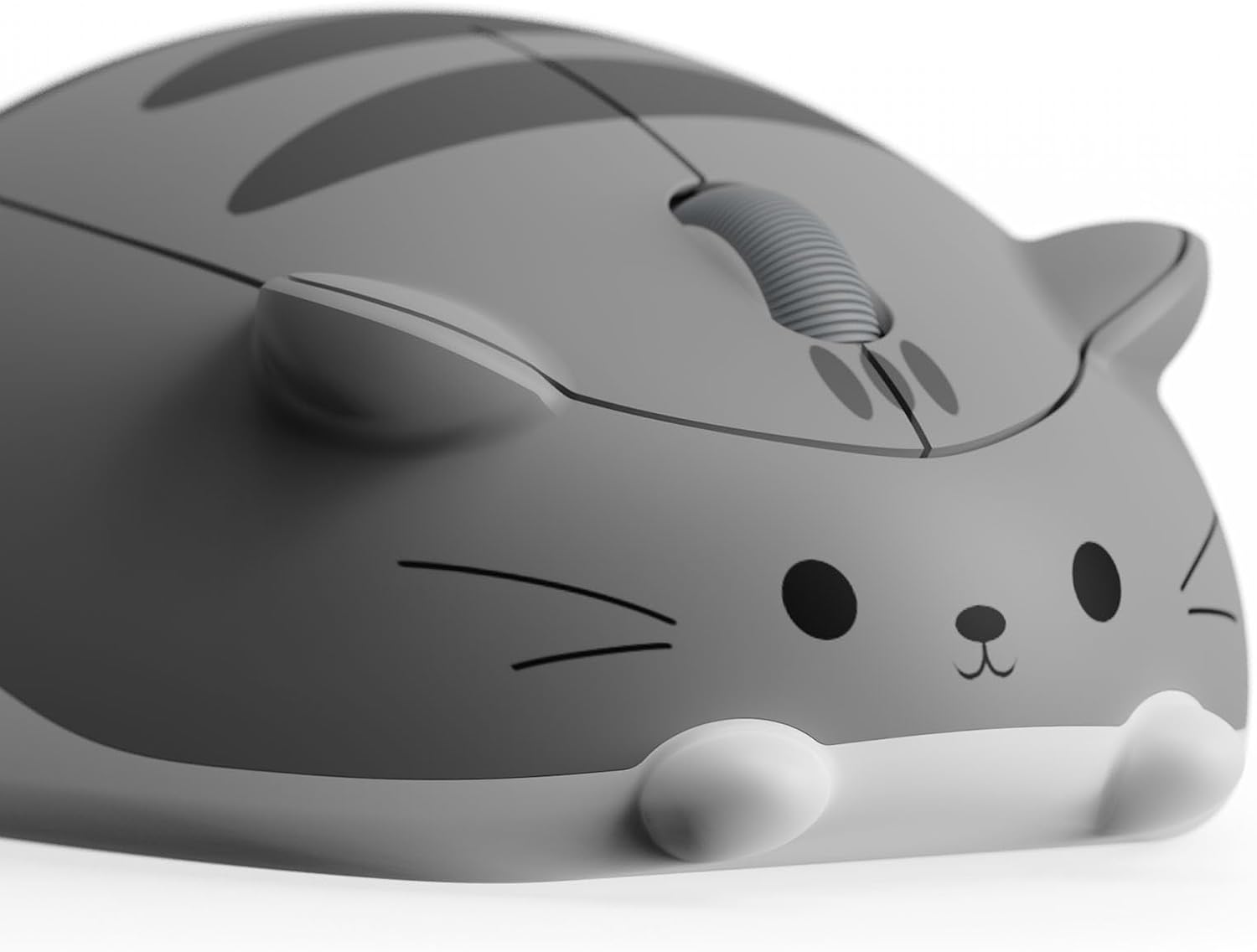 Detalle de Akko Cute Wireless Mouse Cat Theme with 3200 DPI – Tri-Mode, Silent Click, Grey Mimo