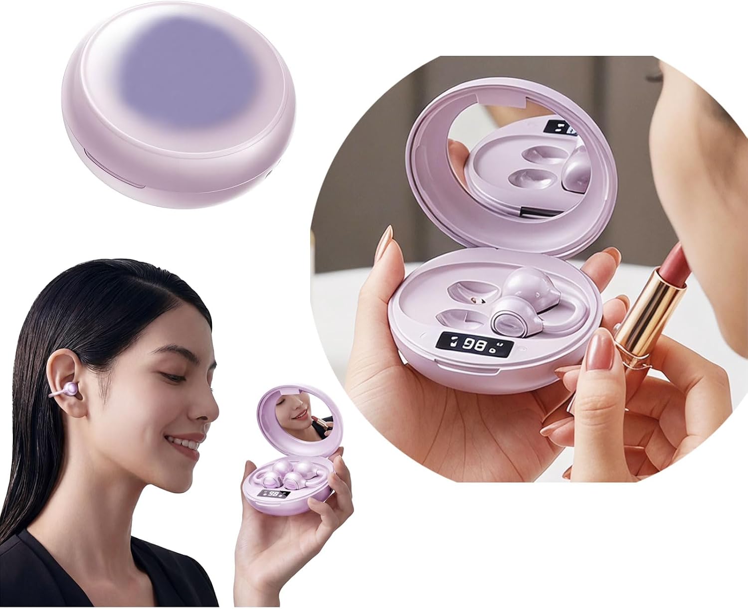 Detalle 2 de Clip-On Open-Ear Wireless Earbuds, Light Purple