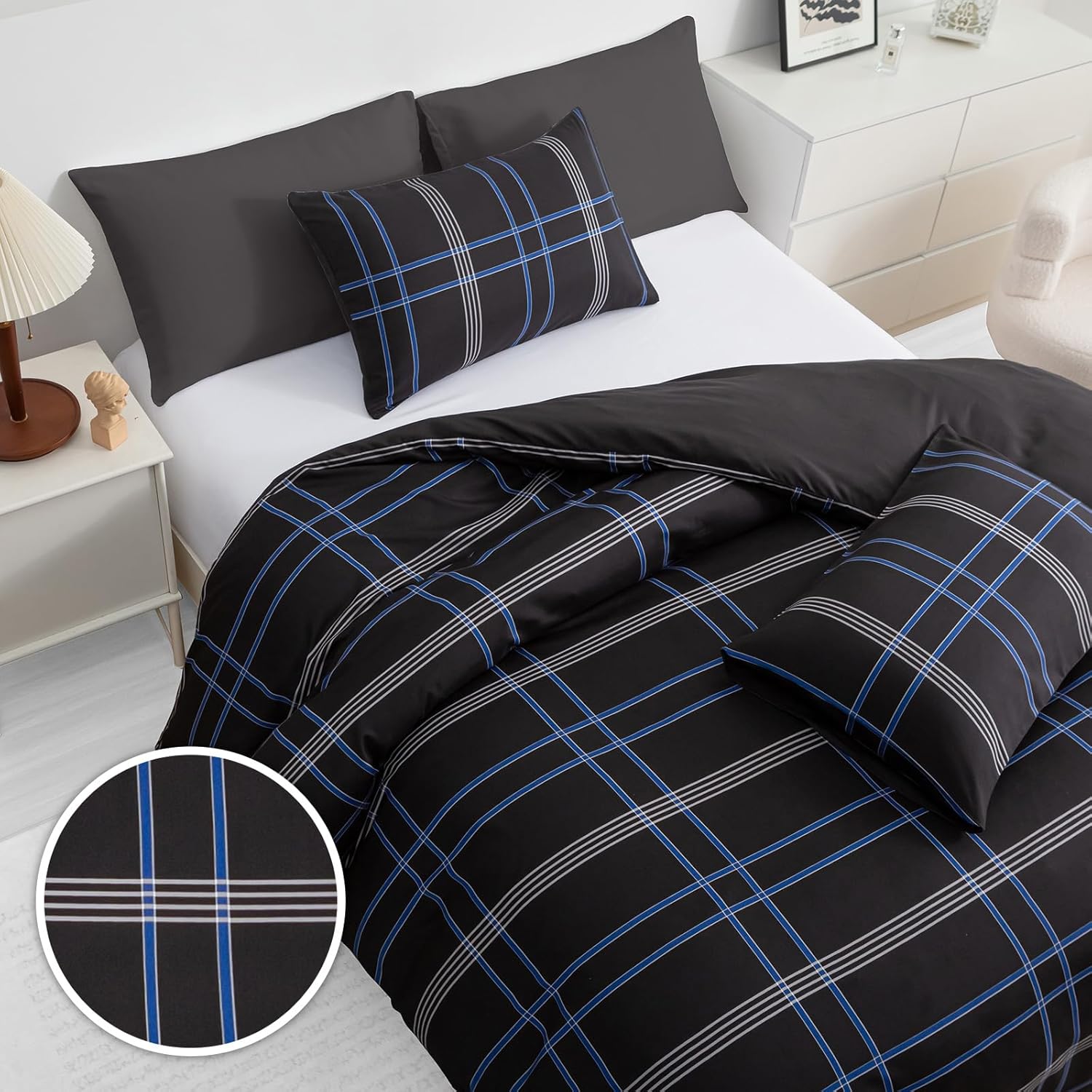 Thumbnail 2 de Pamposh Double Duvet Set – Brushed Microfibre Double Duvet Cover with Zipper, 3-Piece Bedding Set