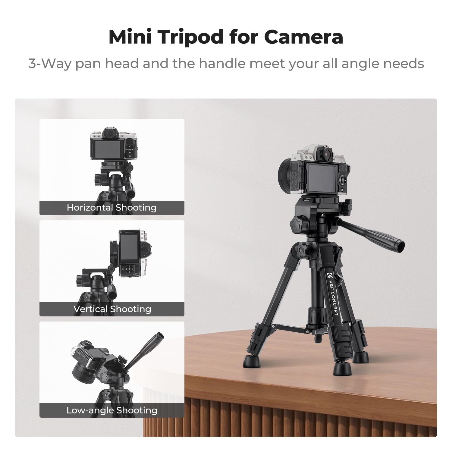 Detalle de K&F CONCEPT S233A0 mini tripod 24.8
