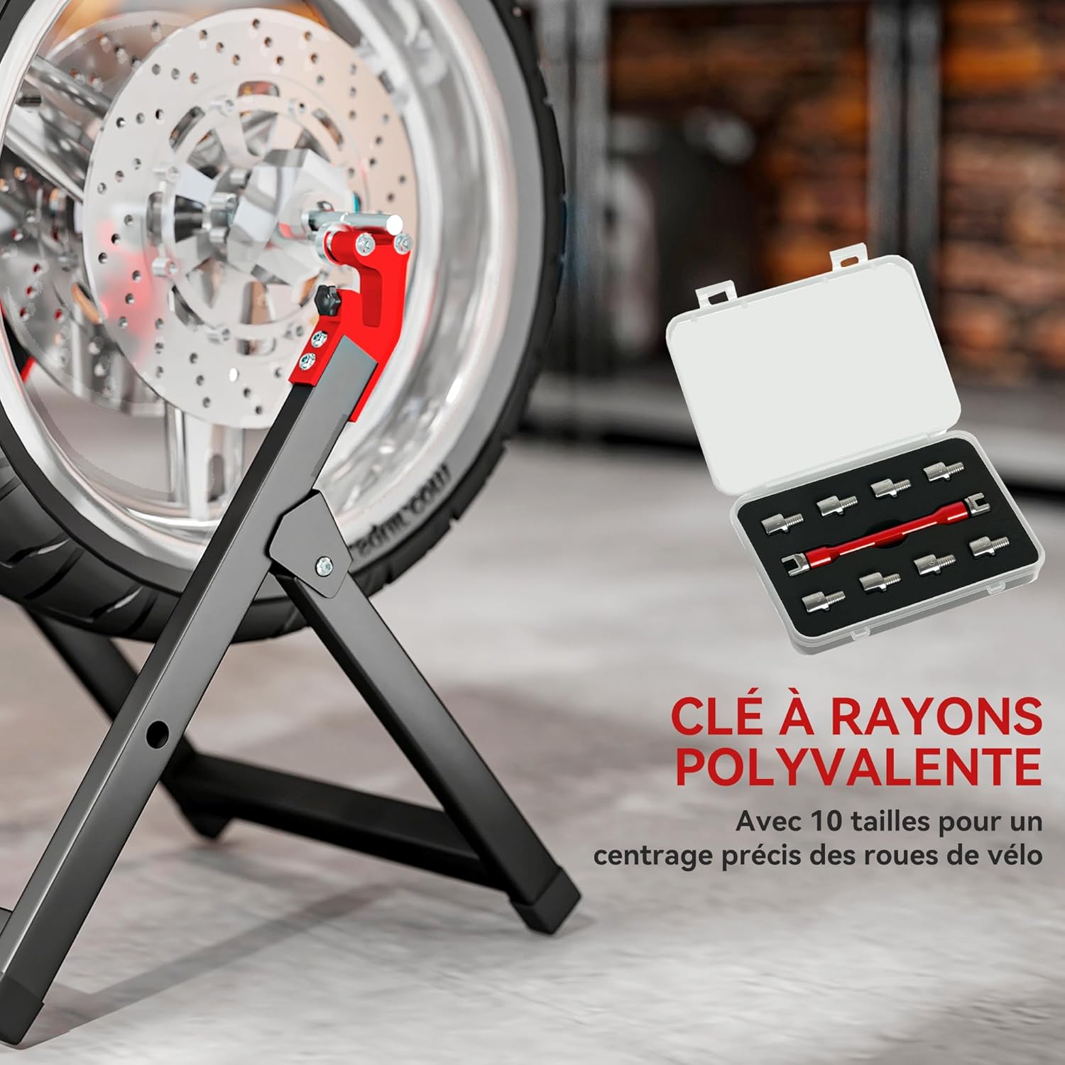 Thumbnail 3 de HOMCOM Équilibreuse Manuelle de Roues de Moto en Aluminium et Acier — jusqu’à 21 pouces