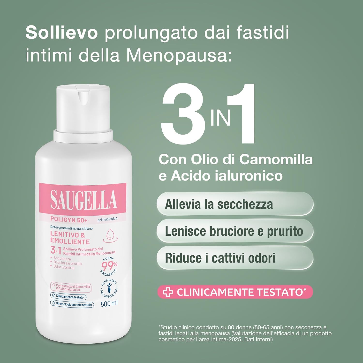 Detalle de Saugella Poligyn Detergente Intimo Emolliente e Lenitivo 500 ml