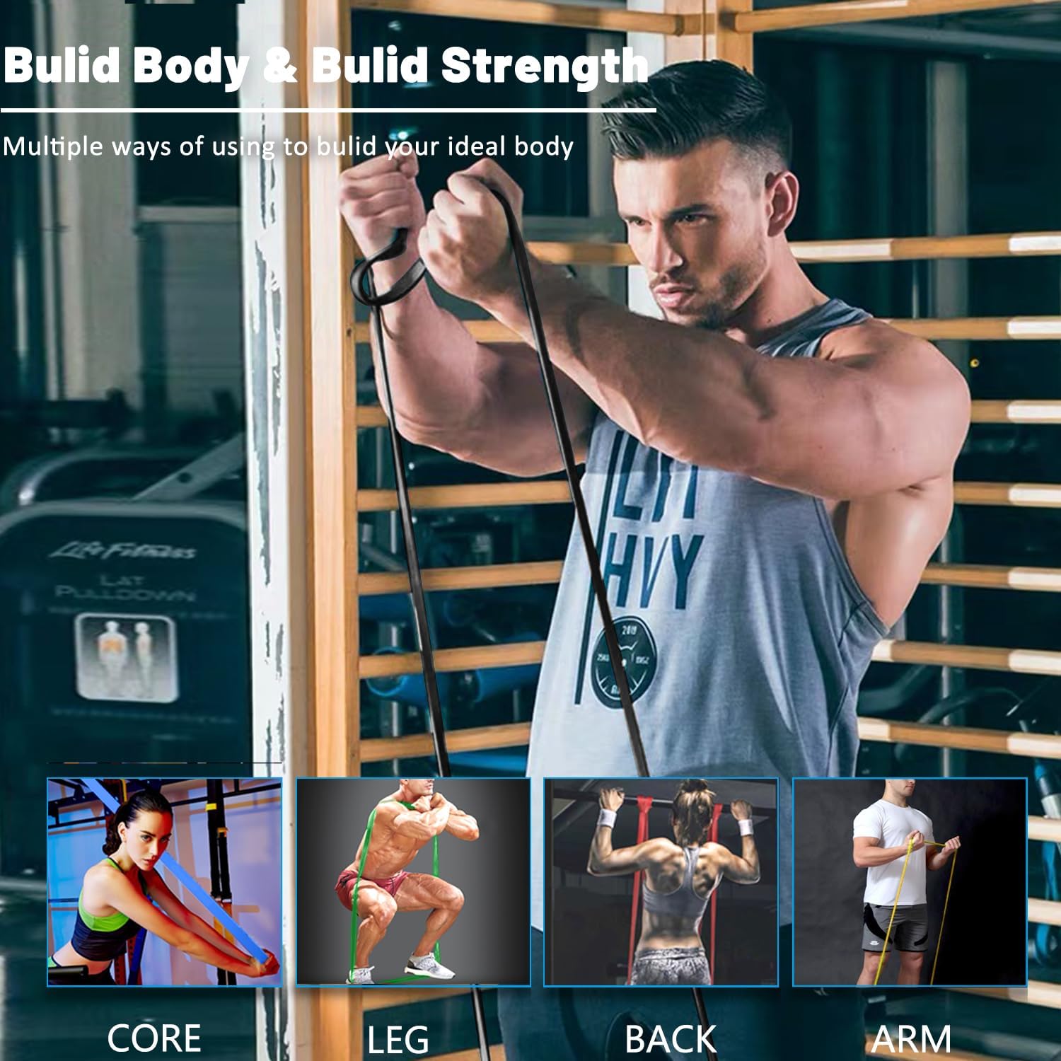 Detalle de ROSAPOAR Resistance Bands Set, 5 Resistance Levels for Pull-Ups and Training