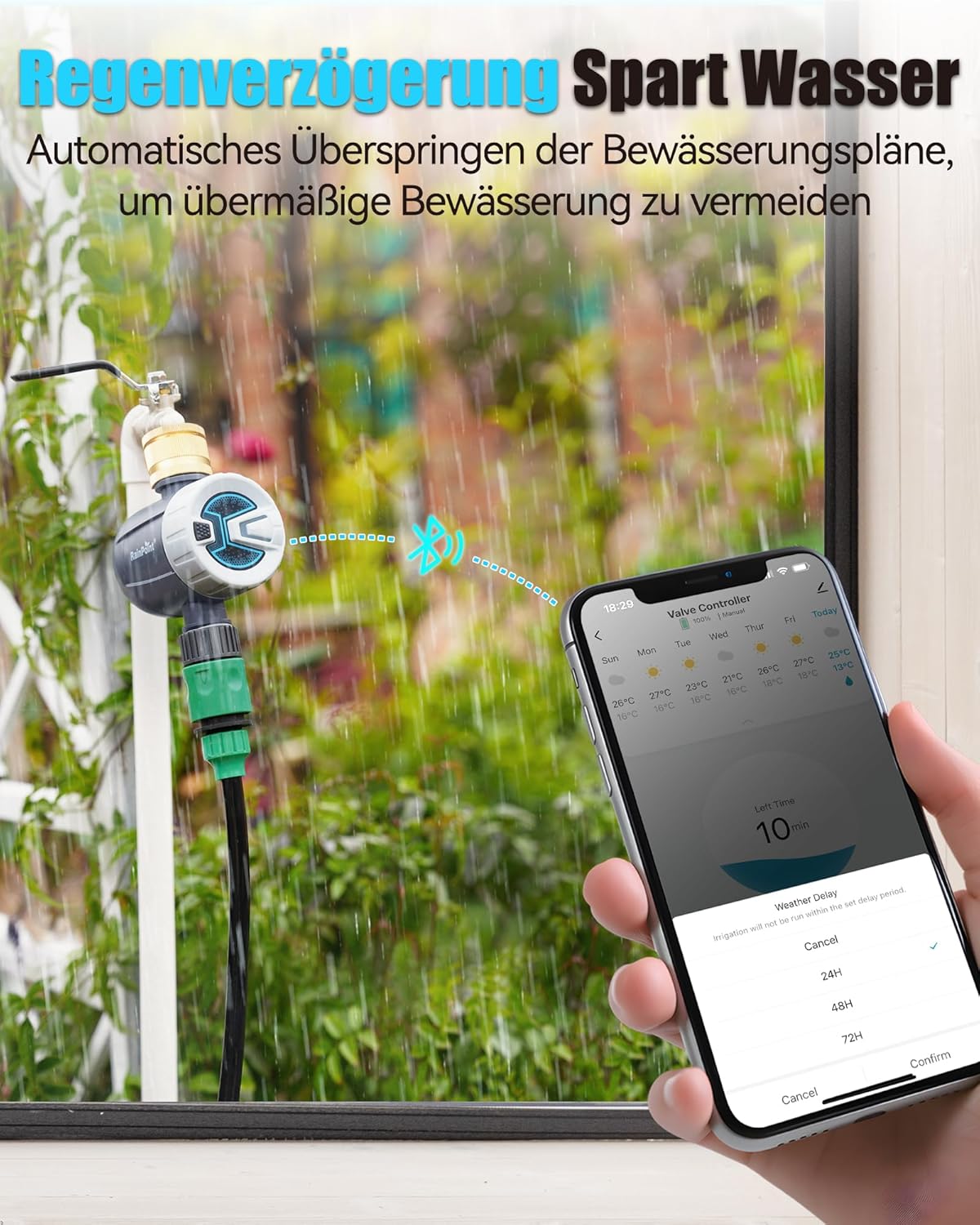 Thumbnail 5 de RAINPOINT centralina irrigazione Bluetooth con ingresso in ottone e 2 modalità (app + timer)