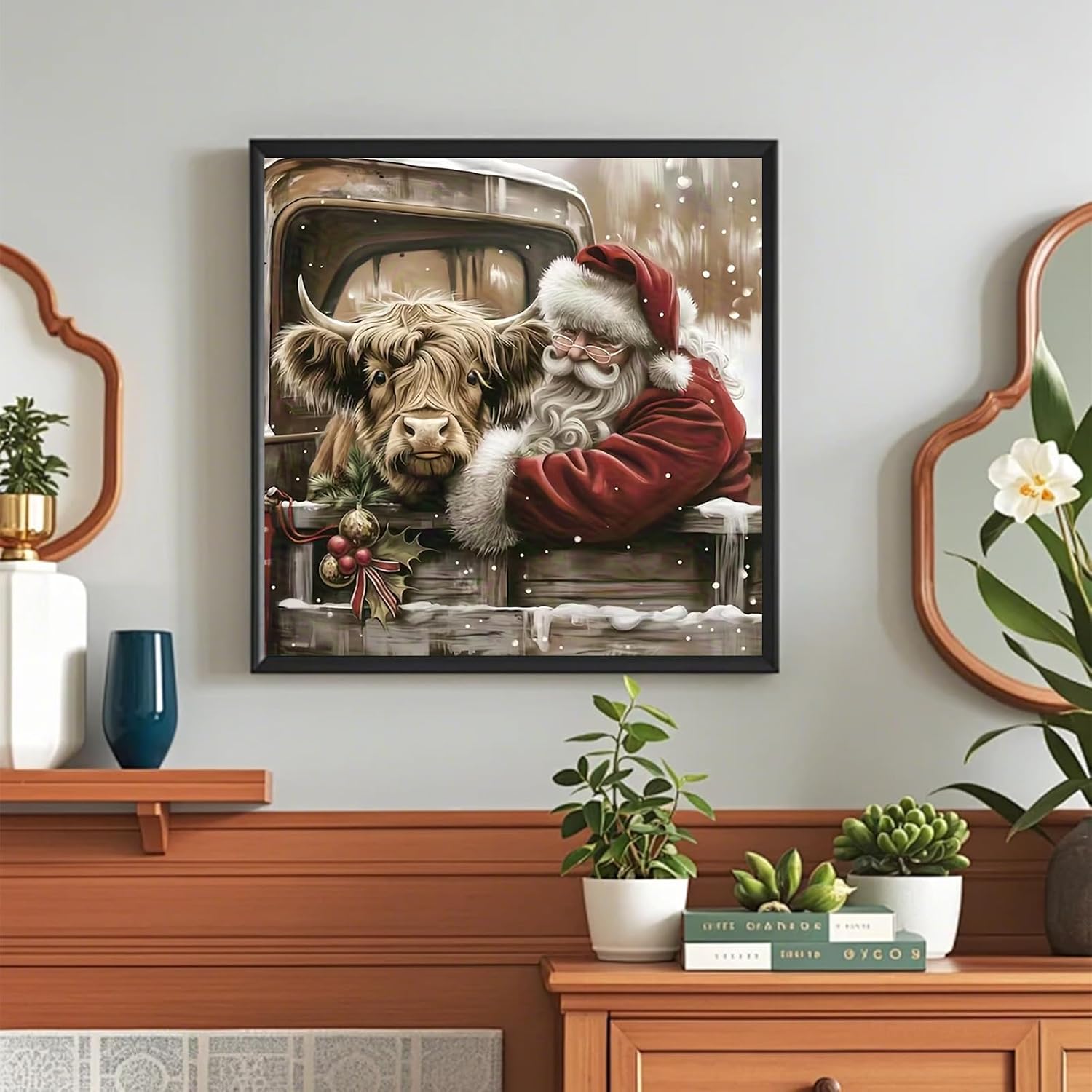 Thumbnail 2 de mrpwnle GMZS-133 Christmas Highland Cow Paint-by-Number Kit, 16 x 16-Inch Canvas