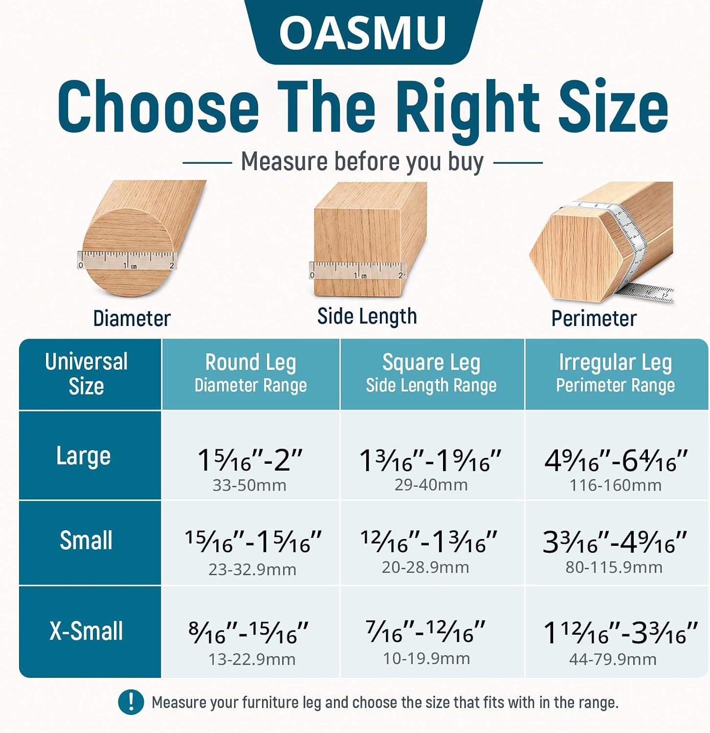 Detalle de OASMU U Silicone Chair Leg Protectors, Clear 32-Pack with Felt Pads