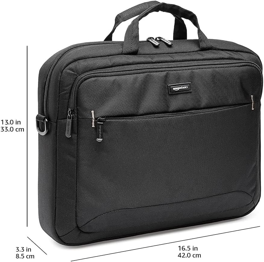 Thumbnail 5 de Amazon Basics Compact Laptop Shoulder Bag up to 15.6in (39.6cm) – Padded Strap & Zipped Accessory Pocket, Black