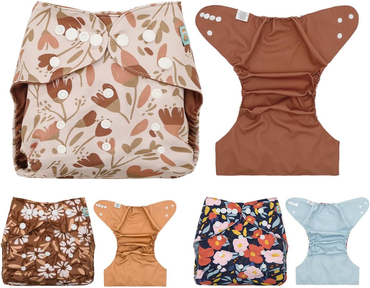 Detalle de ALVA 3CDC06-CA Cloth Diaper Cover, 3-Pack Adjustable Reusable Shells