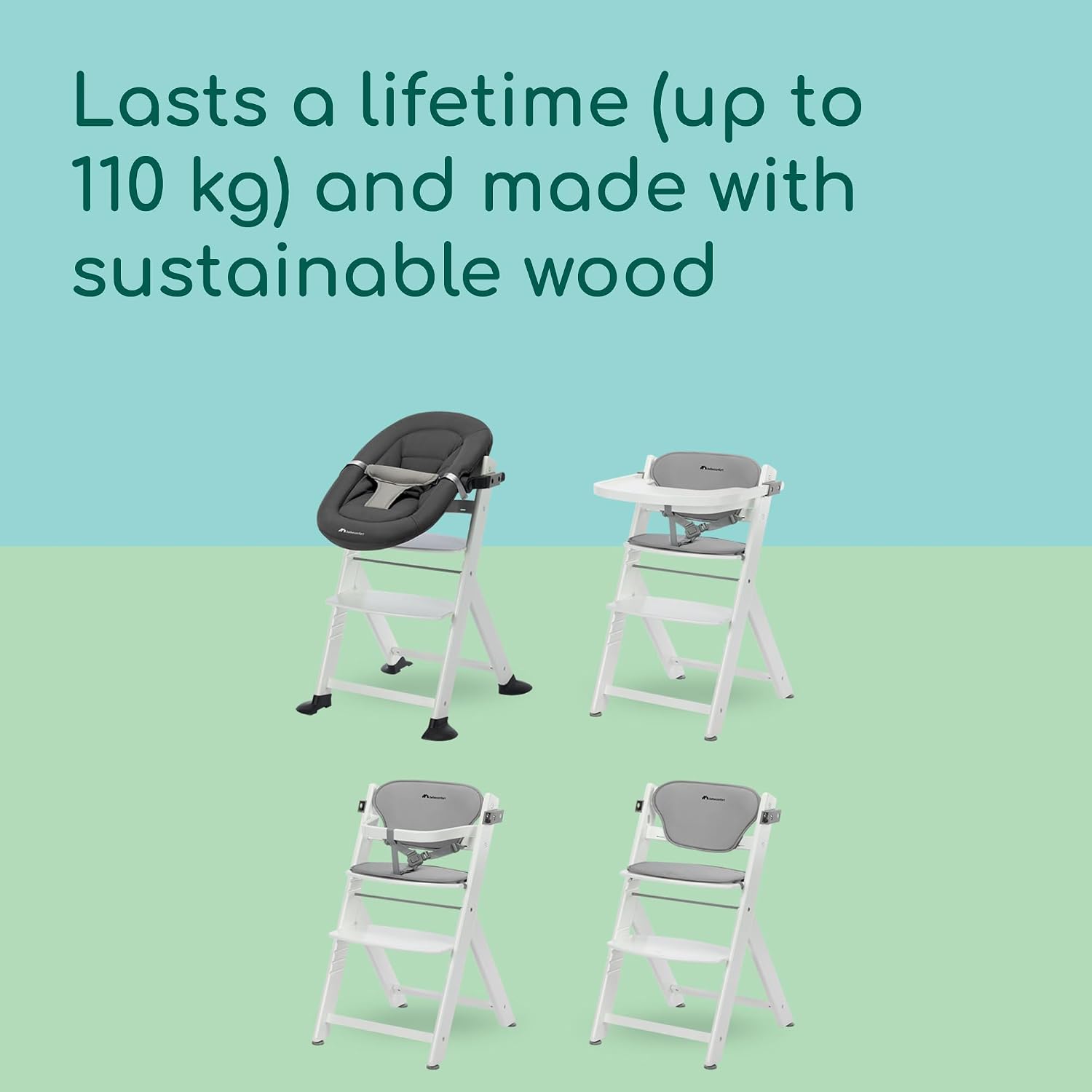 Detalle de Bebeconfort Timba 2 with Cushion – Evolutive Wooden Highchair (6+ months to 110 kg)