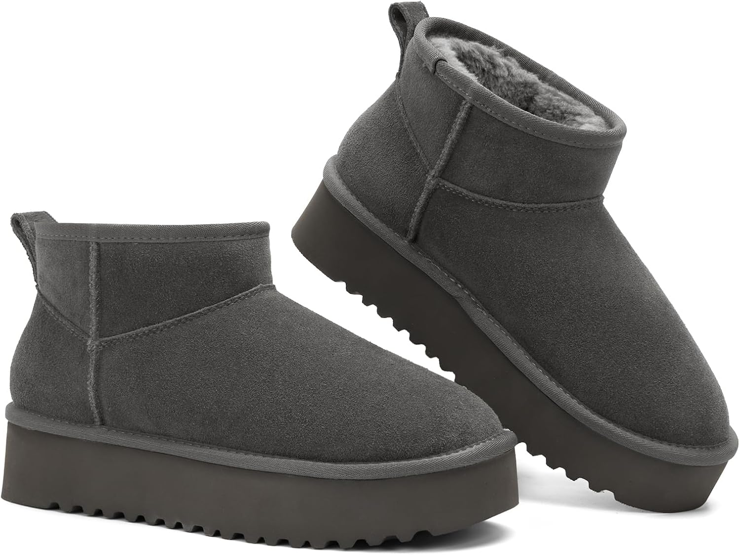 Detalle 2 de OXSTAR Women's Suede Winter Ankle Boots with Faux Fur Lining and EVA Outsole