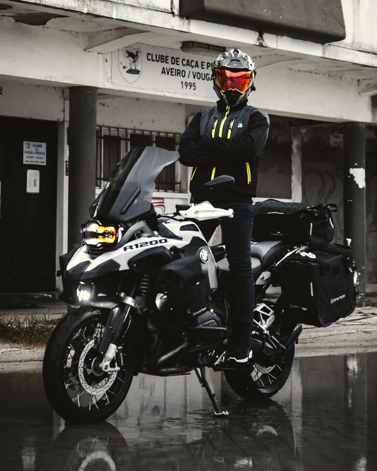 Detalle de BORLENI Giacca da moto da uomo con protezioni CE rimovibili e fodera impermeabile rimovibile