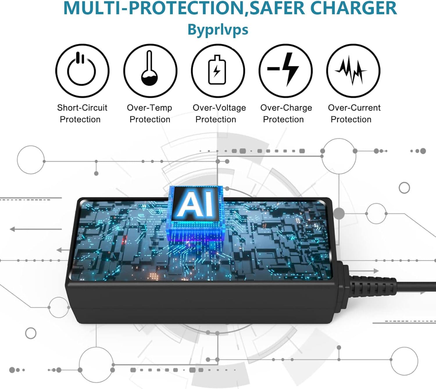 Thumbnail 6 de Byprlvps Universal 45W Chromebook Charger USB C – UK Compatibility, 5V–20V Fast Charge