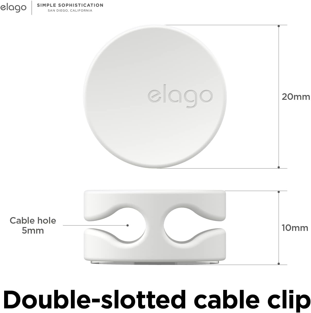 Thumbnail 3 de elago Bottoni per gestione cavi (7 pezzi) con doppio slot in TPU flessibile, colore bianco