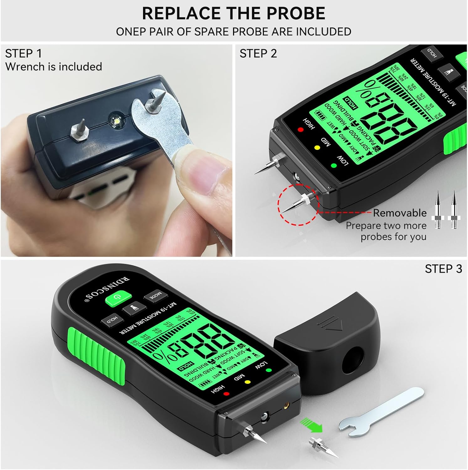 Thumbnail 5 de RDINSCOS Damp Meter Moisture Detector for Wood & Walls