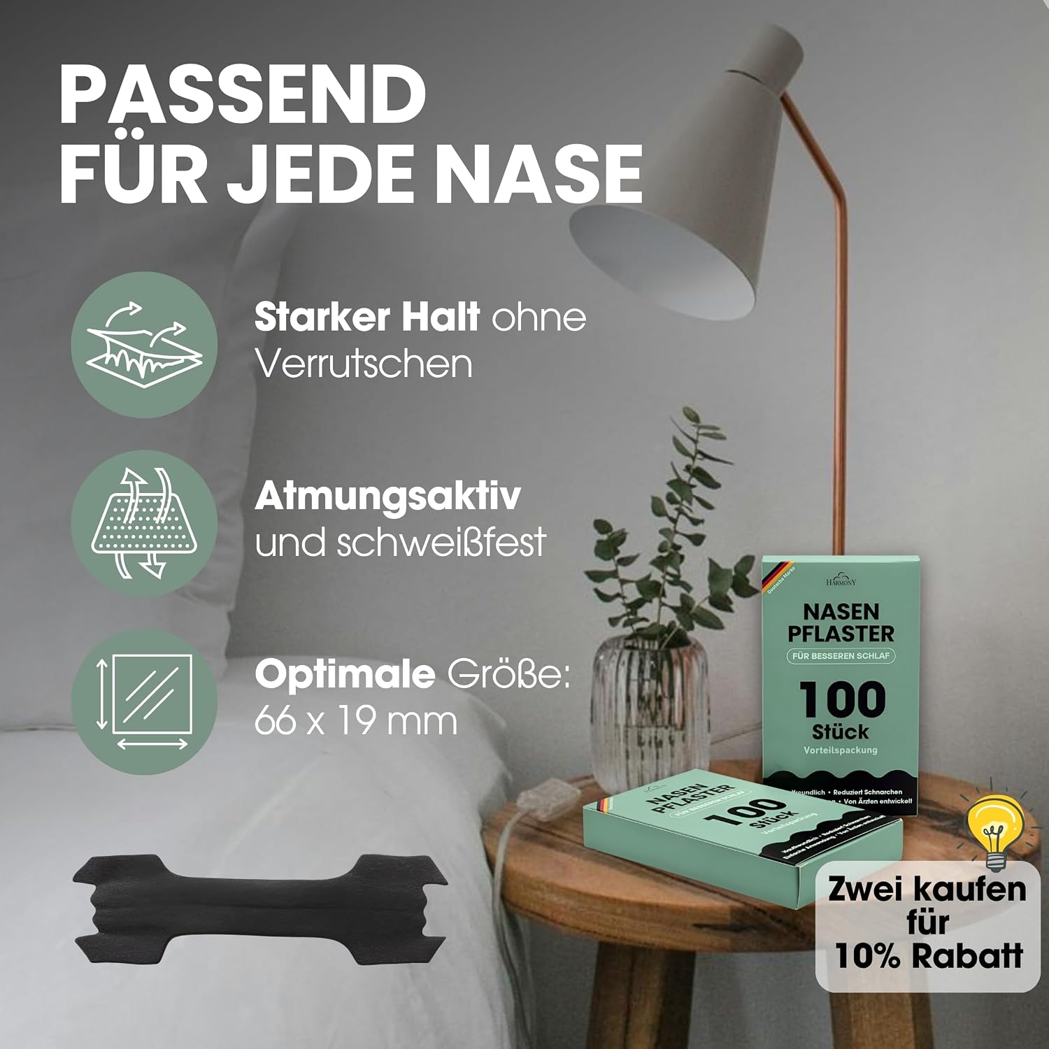 Detalle 2 de HARMONY Nasenpflaster Schwarz 100 Stück