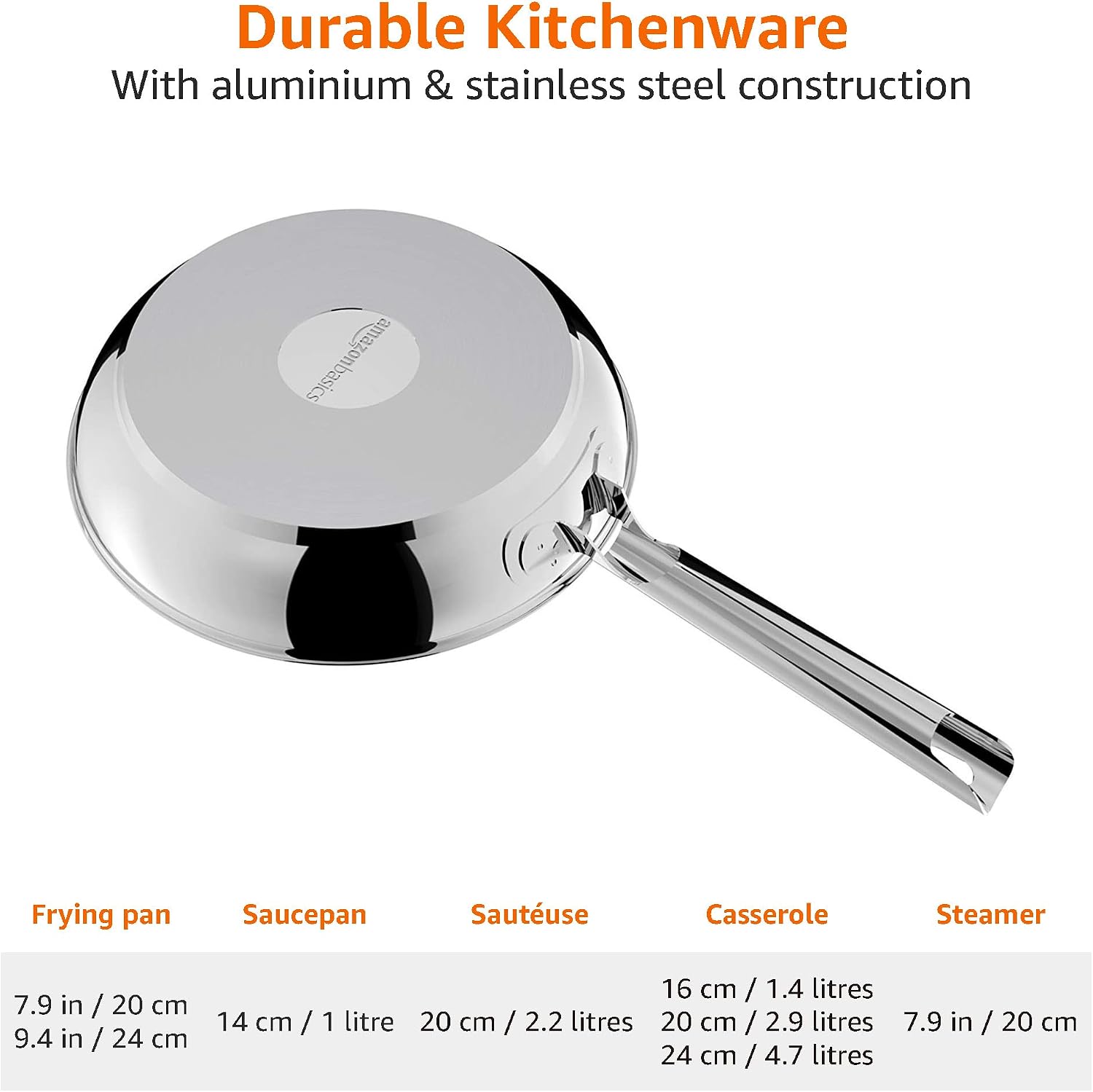 Detalle de Amazon Basics 11-Piece Stainless Steel Induction Cookware Set