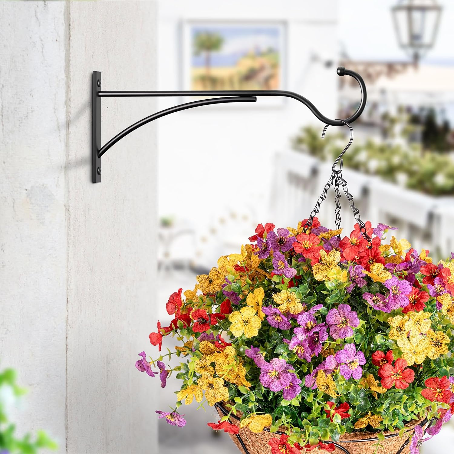 Thumbnail 1 de Saffruff 2 Pack 28cm Hanging Basket Brackets Outdoor for Walls, Fences, and More