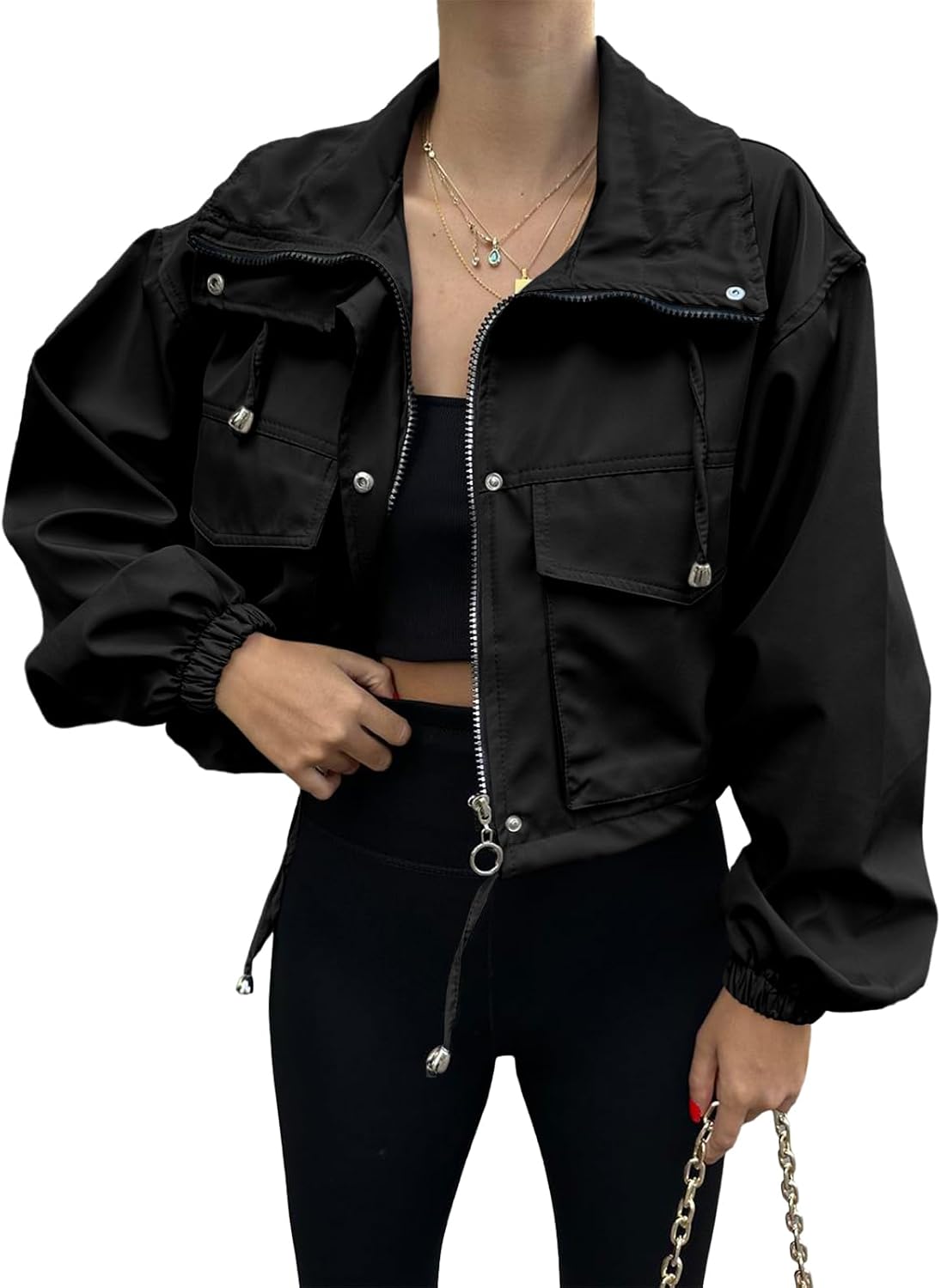 Detalle 2 de Tankaneo Cropped Jacket Zip Up Lightweight