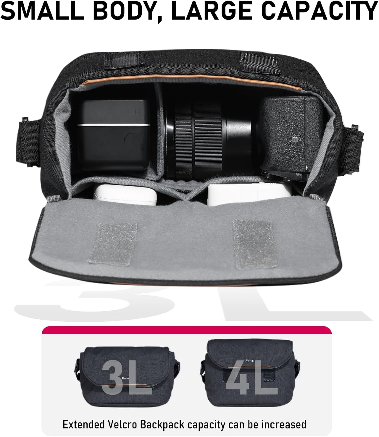 Detalle de ULANZI sacoche pour appareil photo 4 L – bandoulière légère imperméable, noire (SLR/DSLR)