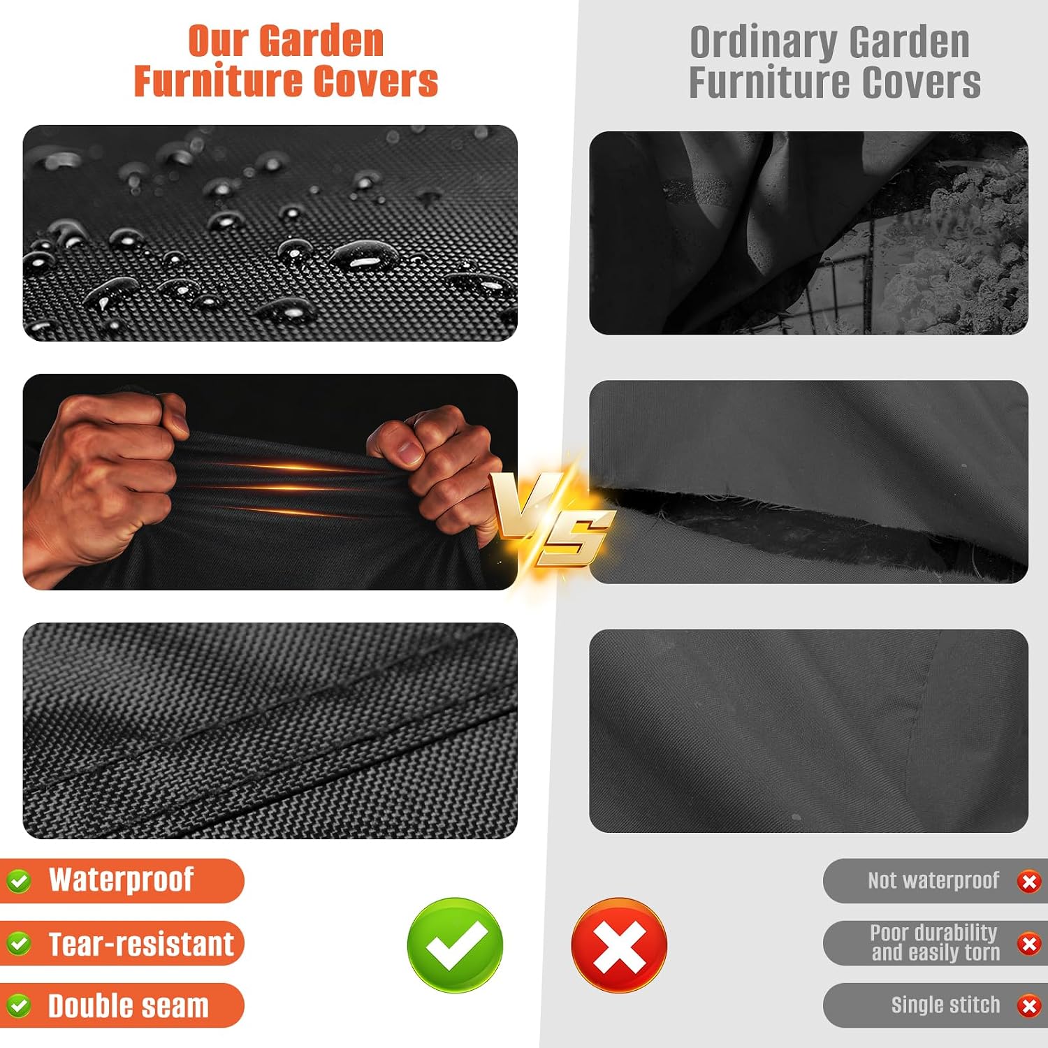 Thumbnail 6 de Kovshuiwe Copertura per mobili da giardino 280x205x106 cm – Oxford 420D, antivento, anti-UV, impermeabile