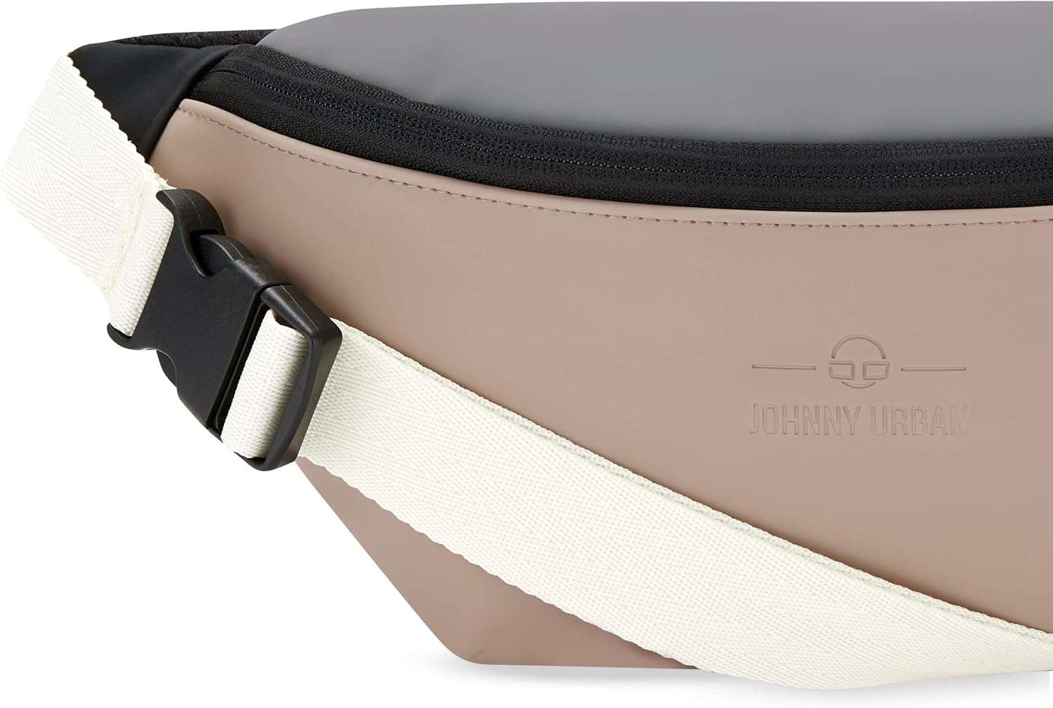 Detalle de Johnny Urban Bauchtasche Riley Beige/Grau – Gürteltasche & Crossbody mit flexiblem Gurt