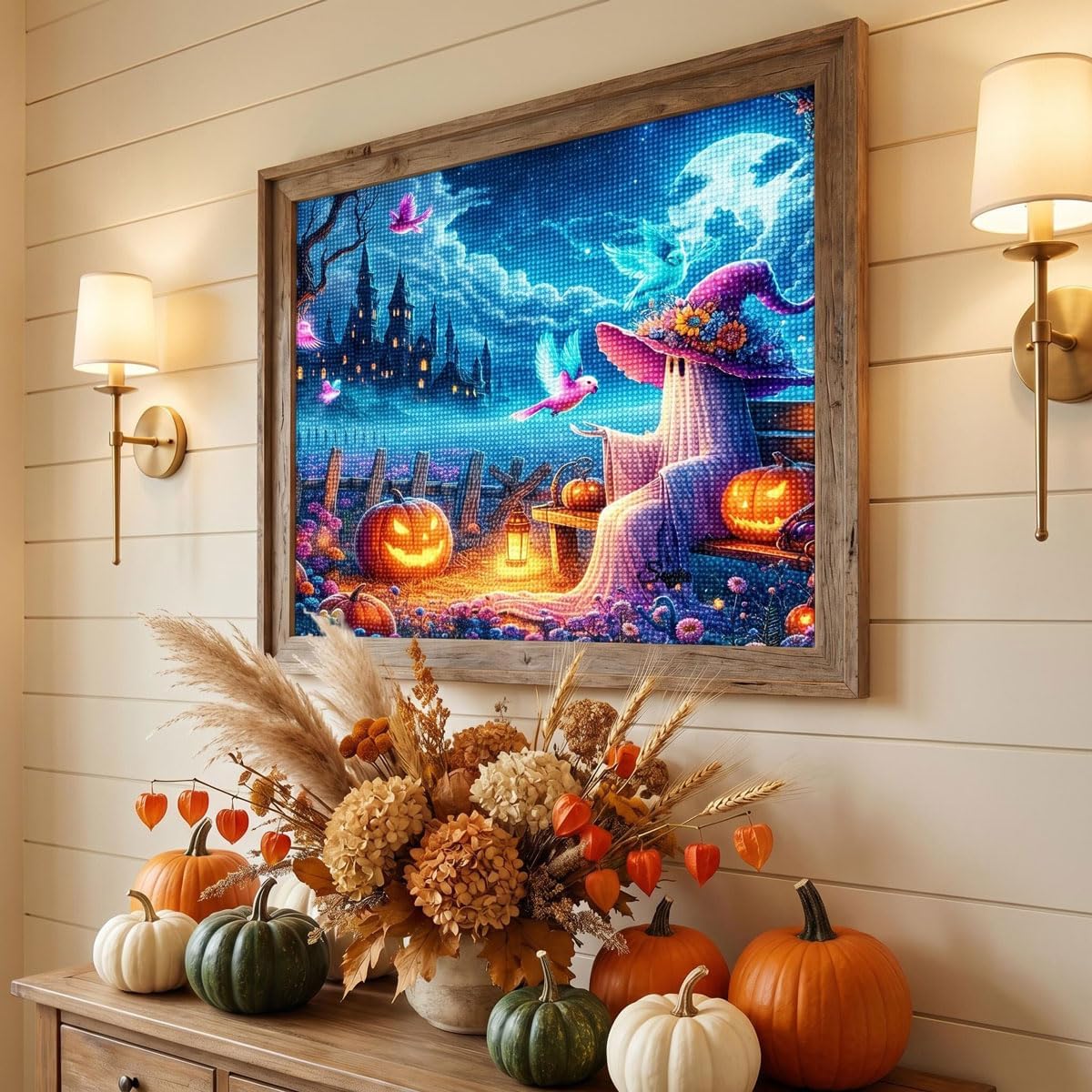 Detalle de WUSARPLY Halloween diamond painting kit, 13.8-inch canvas