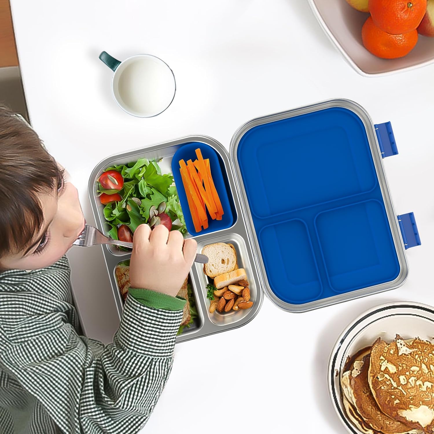 Thumbnail 6 de BOSEDSANG Stainless Steel Kids Bento Lunch Box: 3 Compartments, Leak-Resistant and Dishwasher Safe