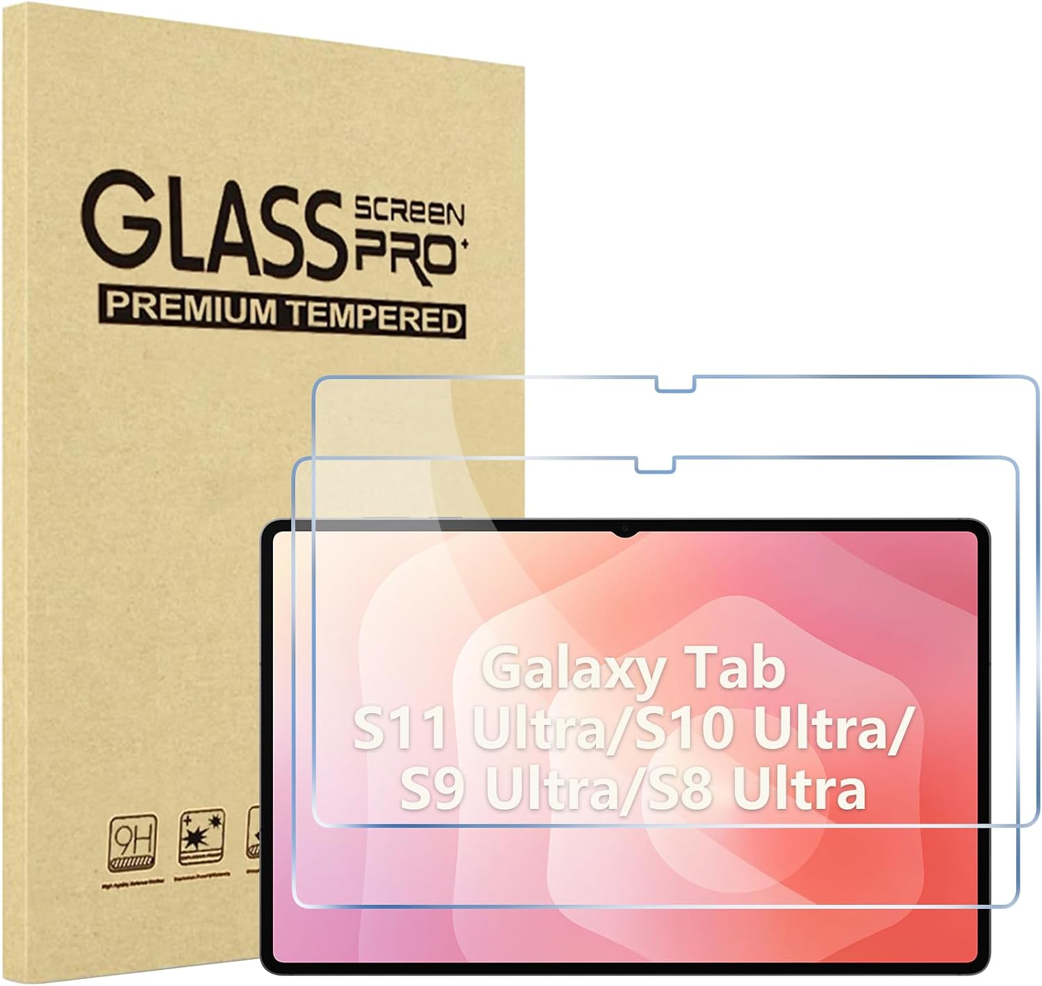 Detalle de ProCase 2 Pack Tempered Glass Screen Protector for Galaxy Tab S11 Ultra 2025 / S10 Ultra 2024 / Tab S9 Ultra 14.6" 2023 / S8 Ultra 2022